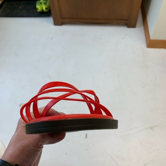 Women's Red Strappy Sandals - Picture 8 of 11